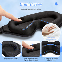 3D Natural Memory Foam Sleep Mask for Comfort